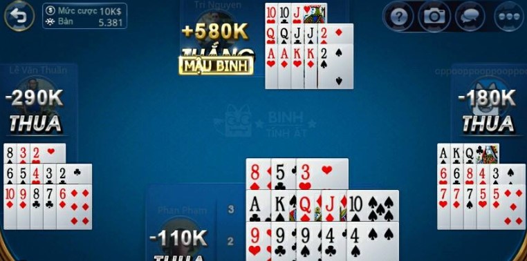 Trường hợp ăn trắng trong game bài Mậu binh